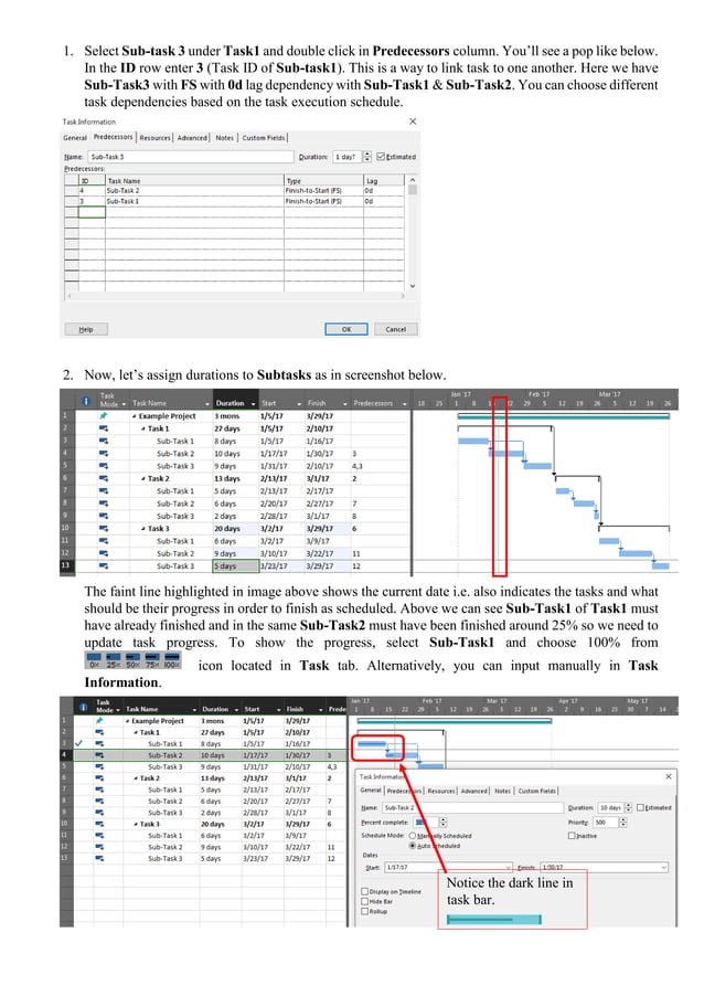 Tasks manual automatic_linking_summary_progress_microsoft_project_2016