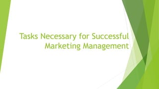 Tasks Necessary for Successful
Marketing Management
 