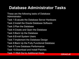 Tasks of dba | PPT