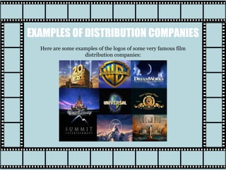 EXAMPLES OF DISTRIBUTION COMPANIES
Here are some examples of the logos of some very famous film
distribution companies:
 