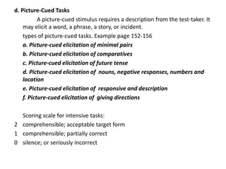 Picture Cued Task Example Assessing 4 major skills | PPTX
