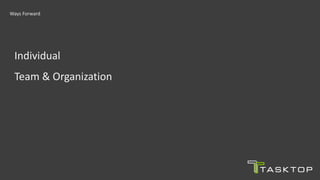 Individual
Team & Organization
Ways Forward
 