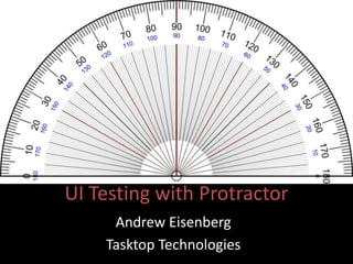 UI Testing with Protractor 
Andrew Eisenberg 
Tasktop Technologies 
 