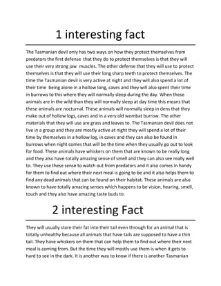 Tasmanian devil book for ms.wagner | PDF