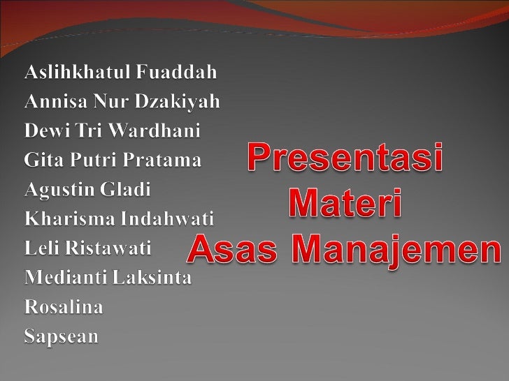 Materi Asas Asas Manajemen