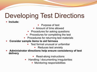 Test Directions Excerpt Example Test Assembling (writing and constructing) | PPTX