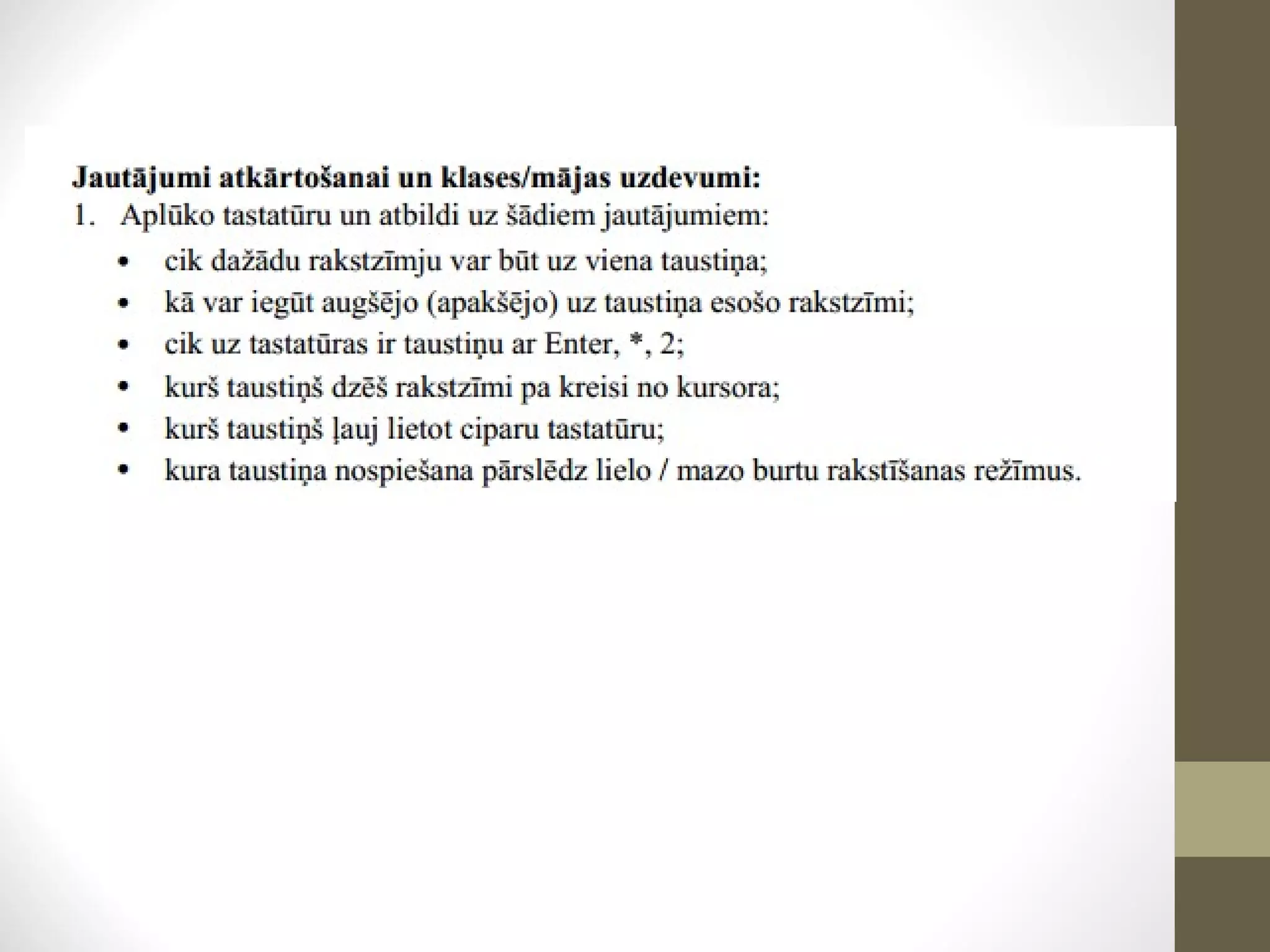 Tastatūra un taustiņi