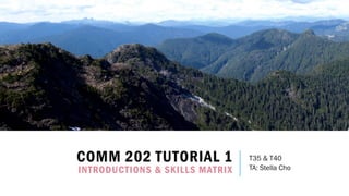 COMM 202 TUTORIAL 1
INTRODUCTIONS & SKILLS MATRIX
T35 & T40
TA: Stella Cho
 