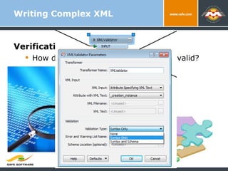 Verification? How do we know the XML we write is valid? Writing Complex XML 