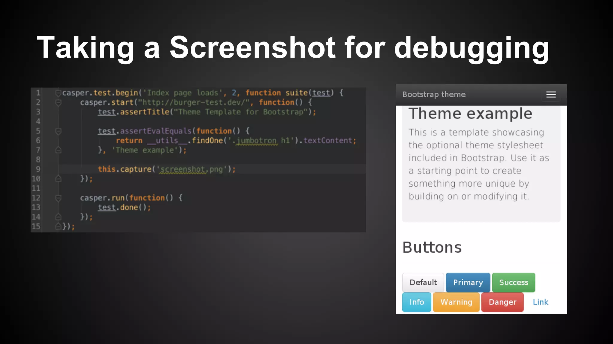 Taking a Screenshot for debugging
 