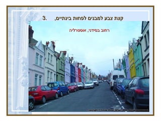 3.  קצת צבע למבנים לפחות בינתיים ,  עד  " שיהיה לעירייה כסף לשפץ "... צביעת מבנים תורמת לאסתטיקה ולרוח של העיר .  גרוזנברג .  הצבע מחפה .  רחוב ביאליק  16 רחוב בסידני ,  אוסטרליה 