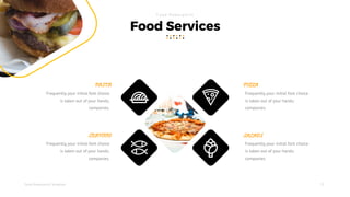Tasty Powerpoint Template
Food Powerpoint
PASTA
Frequently, your initial font choice
is taken out of your hands;
companies...