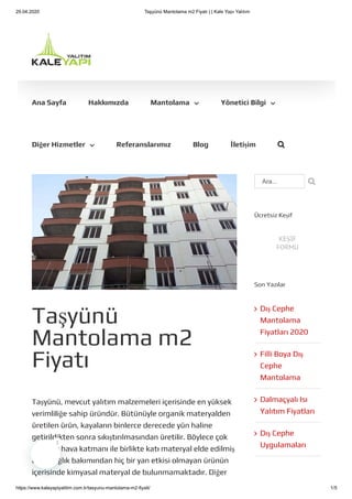 Tasyunu mantolama-m2-fiyati