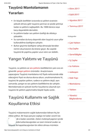 Tasyunu mantolama-m2-fiyati