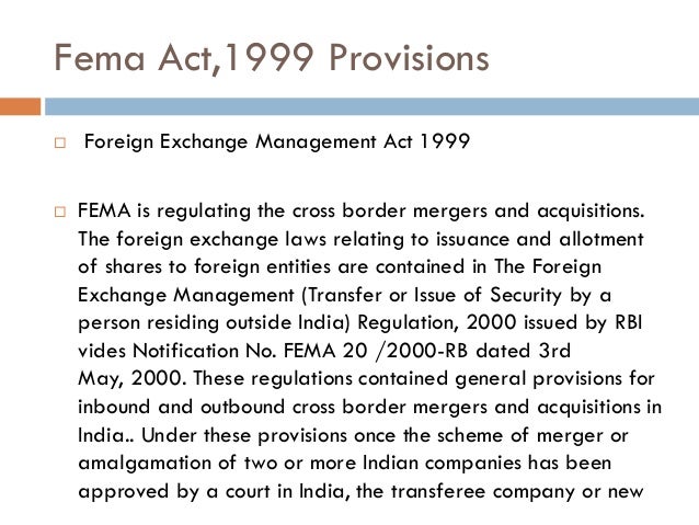 Fema provision for forex outward remittance