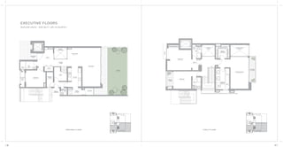 LIVING ROOM
10’ - 9” X 25’
DINING ROOM
9’ X 11’ - 6”
POOJA
3’ - 6” X 2’ - 6”
STORE
4’ X 9’
SERVANT’S
ROOM
5’ - 6” X 10’ - 3”
FOYER
10’ - 3” X 10’ - 6”
MAIN ENTRY
UNIT 2
BALCONY
3’ - 3”
WIDE
BEDROOM 4
12’- 6” X 11’- 3”
BATH 4
10’ - 6” X 4’ - 9”
KITCHEN
8’ X 12’ - 3”
DRY YARD
7’ - 6” X 4’ - 6”
UTILITY
KITCHEN
8’ - 3” X 4’ - 6”
SERVICE
ENTRANCE
SERVANT’S
BATH
5’ X 4’- 6”
GARDEN
17’- 6” X 30’ - 3”
EXTERIOR
COURTYARD
PASSAGE
4’ WIDE
BALCONY
3’ - 6” WIDE
OPEN TO LIVING
BELOW
MASTER BEDROOM
10’ - 9” X 17’ - 3”
EXTERIOR
VOID
UP
WALK IN
WARDROBE
8’ - 9” X 7’ - 3”
MASTER
BATHROOM
8’ X 12’ - 3”
BATH 2
7’ - 3” X 7’ - 3”
FOYER
5’ - 6” X 5’ - 9”
BATH 3
7’ X 7’ - 6”
BEDROOM 3
11’ X 11’ - 3”
CANOPY
BALCONY
3’ WIDE
BEDROOM 2
14’ - 6” X 10’ - 3”
FIRST FLOOR
EXECUTIVE FLOORS
DUPLEXE UNITS - 3250 SQ.FT. (301.93 SQ.MTR.)
GROUND FLOOR
46 47
 