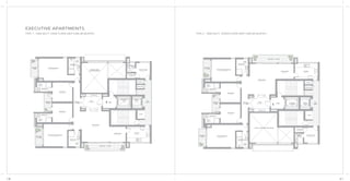 POOJA
MASTER BEDROOM
16’ X 12’ - 9”
BATHROOM
7’ - 6” X 5’ - 3”
BATHROOM
6’ - 9” X 5’ - 3”
BEDROOM 4
PASSAGE
3’ - 9” WIDE
BALCONY
4’ WIDE
BALCONY
4’ - 3” WIDE
11’ - 3” X 11’
FOYER
LOBBY SERVICE
LIFT
PASSENGER
LIFT
DRY
UTILITY12’ - 9” X 8’ - 3”
BEDROOM 3
11’ - 3” X 11’
BATHROOM
6’ - 9” X 8’ - 9”
LIVING ROOM
15’ - 9” X 16’ - 9”
DINING ROOM
13’ - 6” X 9’
KITCHEN
12’ X 9’ - 3”
JUNIOR MASTER BEDROOM
13’ - 3” X 12’ - 9”
STORE ROOM
4’ - 9” X 3’
SERVANT ROOM
6’ - 6” X 9’ - 3”
SERVANT’S
TOILET
4’ X 5’ - 6”
BATHROOM
6’ - 9” X 8’ - 9”
BALCONY
4’ WIDE
BALCONY 4’ - 3” WIDE
OPEN TO LIVING AND DINING BELOW
UTILITY
LV SHAFT
FIRE HOSE
MASTER BEDROOM
16’ X 12’ - 9”
BATHROOM
7’ - 6” X 5’ - 3”
BATHROOM
7’ - 6” X 5’ - 3”
BEDROOM 4
11’ - 3” X 11’
PASSAGE
3’ - 9” WIDE
BALCONY
4’ WIDE
BALCONY
4’ - 3” WIDE
FOYER
POOJA
LOBBY
SERVICE
LIFT
PASSENGER
LIFT
UTILITY
LV SHAFT
FIRE HOSE
12’ - 9” X 9’ - 9”
BEDROOM 3
11’ - 3” X 11’
BATHROOM
6’ - 9” X 8’ - 9”
LIVING ROOM
18’ X 16’ - 9”
DINING ROOM
11’ - 6” X 9’
KITCHEN
12’ X 9’ - 3”
JUNIOR MASTER BEDROOM
13’ - 3” X 12’ - 9”
STORE ROOM
4’ - 9” X 3’ - 3”
SERVANT ROOM
6’ - 9” X 9’ - 3”
SERVANT’S
TOILET
3’- 9” X 5’- 6”
BATHROOM
6’ - 9” X 8’ - 9”
BALCONY
4’ WIDE
BALCONY 4’ - 3” WIDE
OPEN TO LIVING
AND DINING BELOW
DRY
UTILITY
EXECUTIVE APARTMENTS
TYPE 1 - 3300 SQ.FT. (ODD FLOOR UNIT) (306.58 SQ.MTR.) TYPE 2 - 3300 SQ.FT. (EVEN FLOOR UNIT) (306.58 SQ.MTR.)
50 51
 