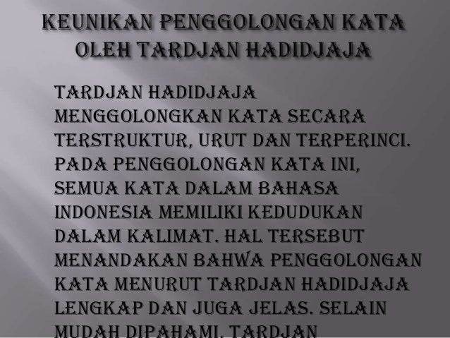 Tata bahasa indonesia penggolongan kata 