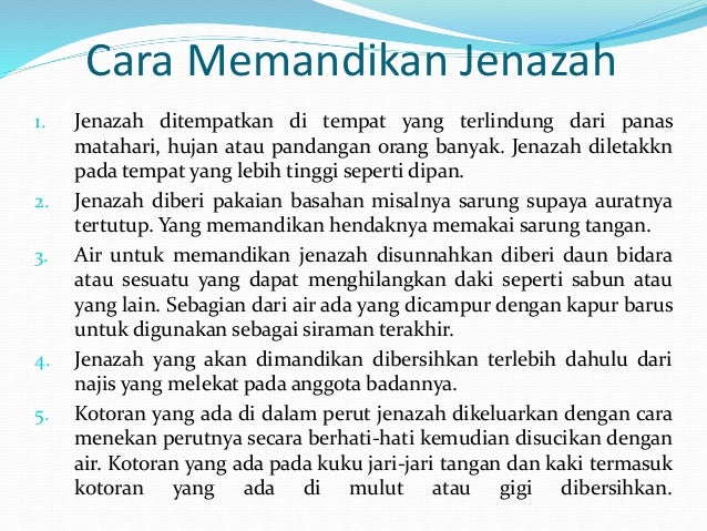 Tata Cara Memandikan Jenazah