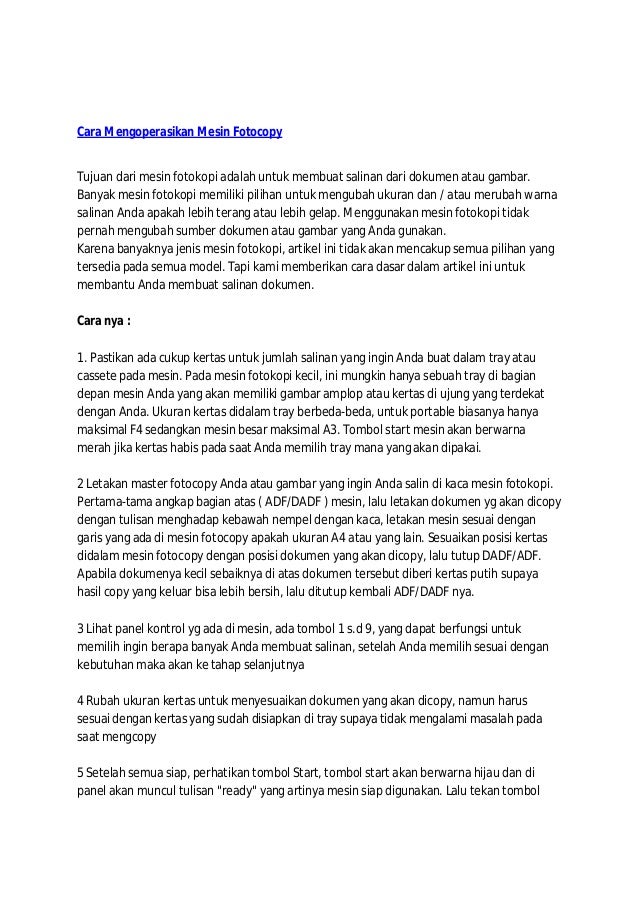 Tata cara memfotocopy