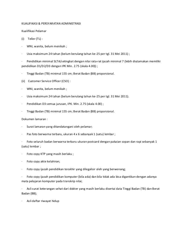 Surat Lamaran Bank Btn