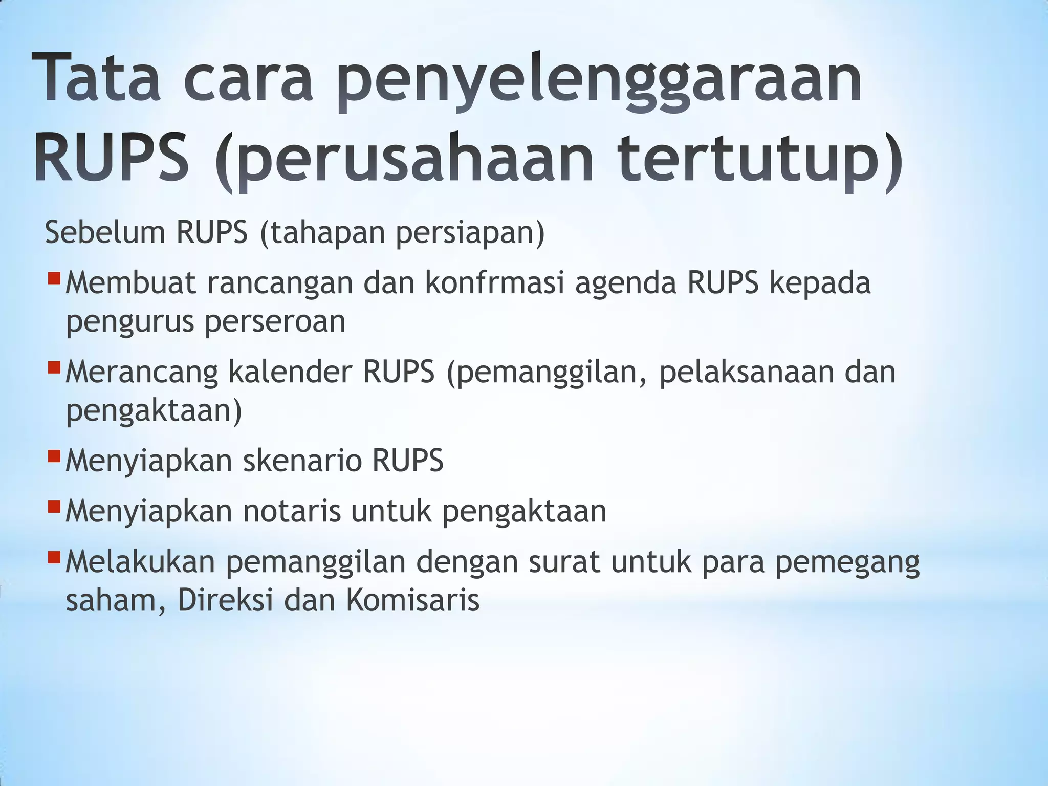 Undangan Rups Tata cara penyelenggaraan rups perusahaan terbuka dan tertutup | PDF