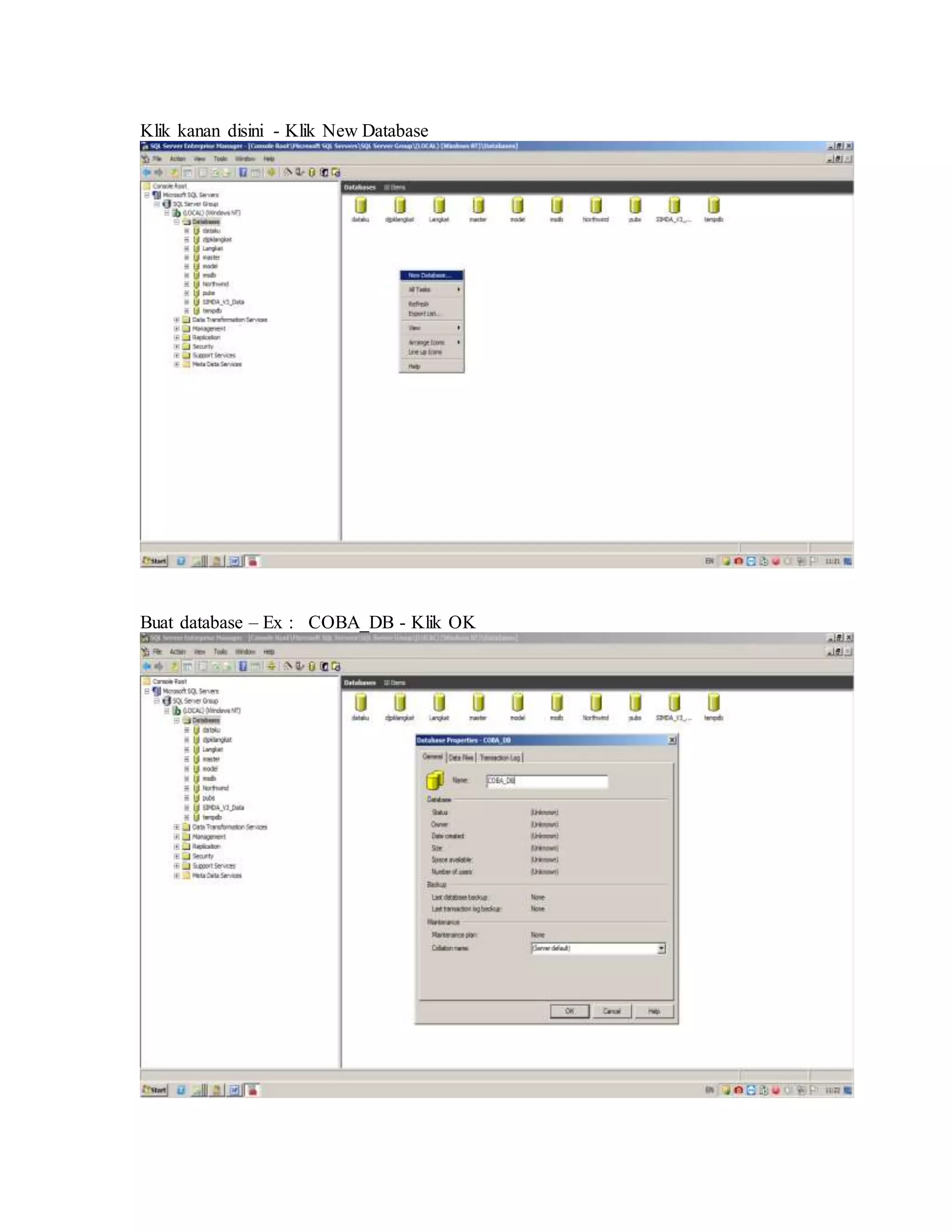 @Tata cara restore database microsoft sql server 2000 | PDF