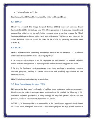 A Report On Corporate Social Responsibility : The Tata Group | PDF