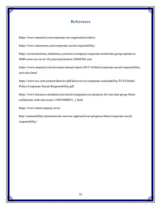 A Report On Corporate Social Responsibility : The Tata Group | PDF