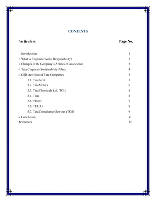 A Report On Corporate Social Responsibility : The Tata Group | PDF