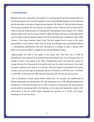 A Report On Corporate Social Responsibility : The Tata Group | PDF
