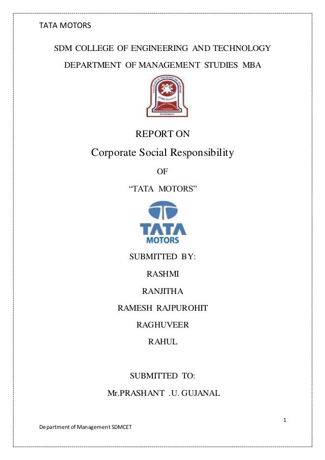 Csr of tata motors report