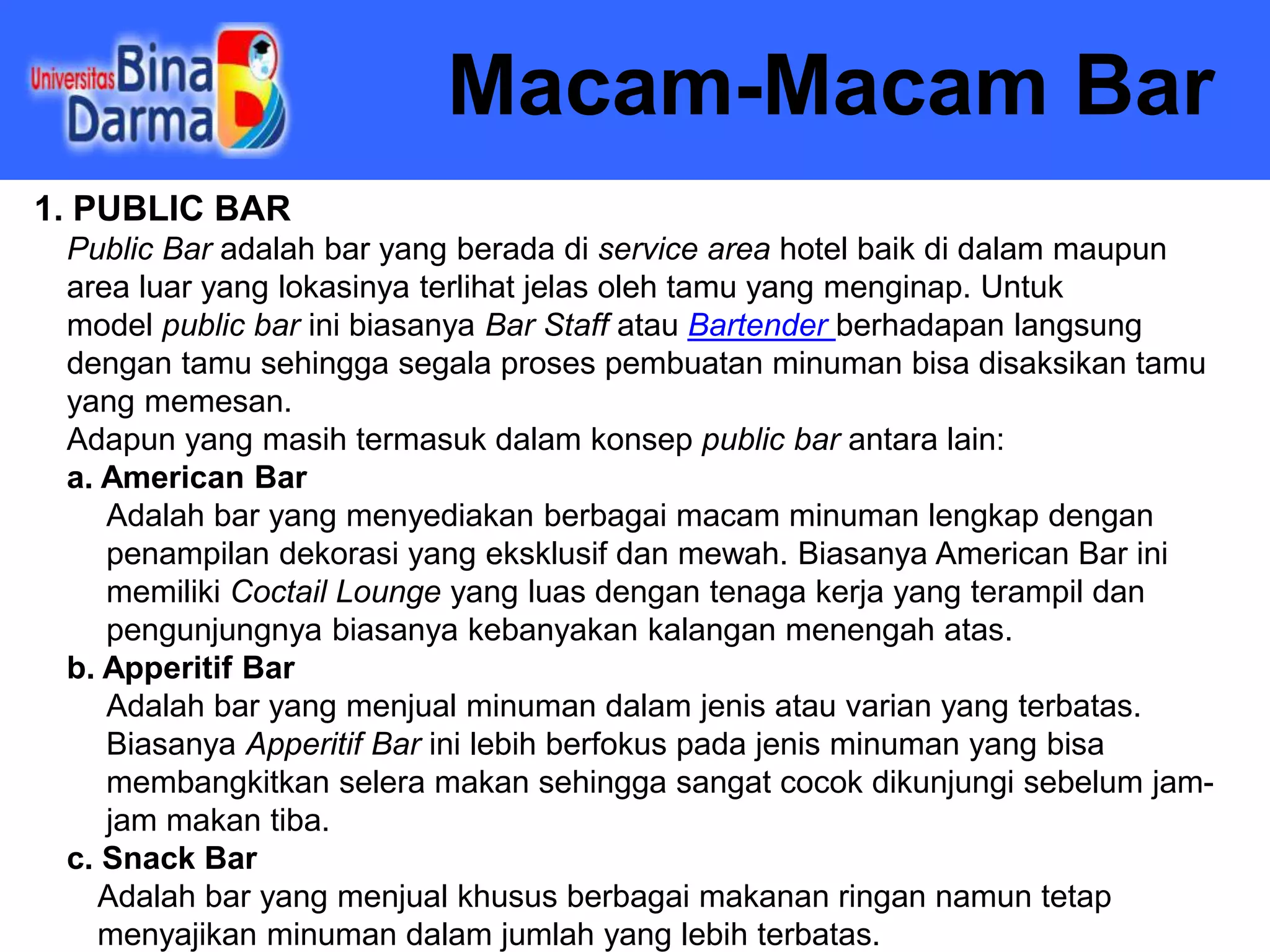 Photo inspiration: Visual Reference: Tata Hidang Dasar Term 13 Memahami Tentang Pelayanan Bar Pptx