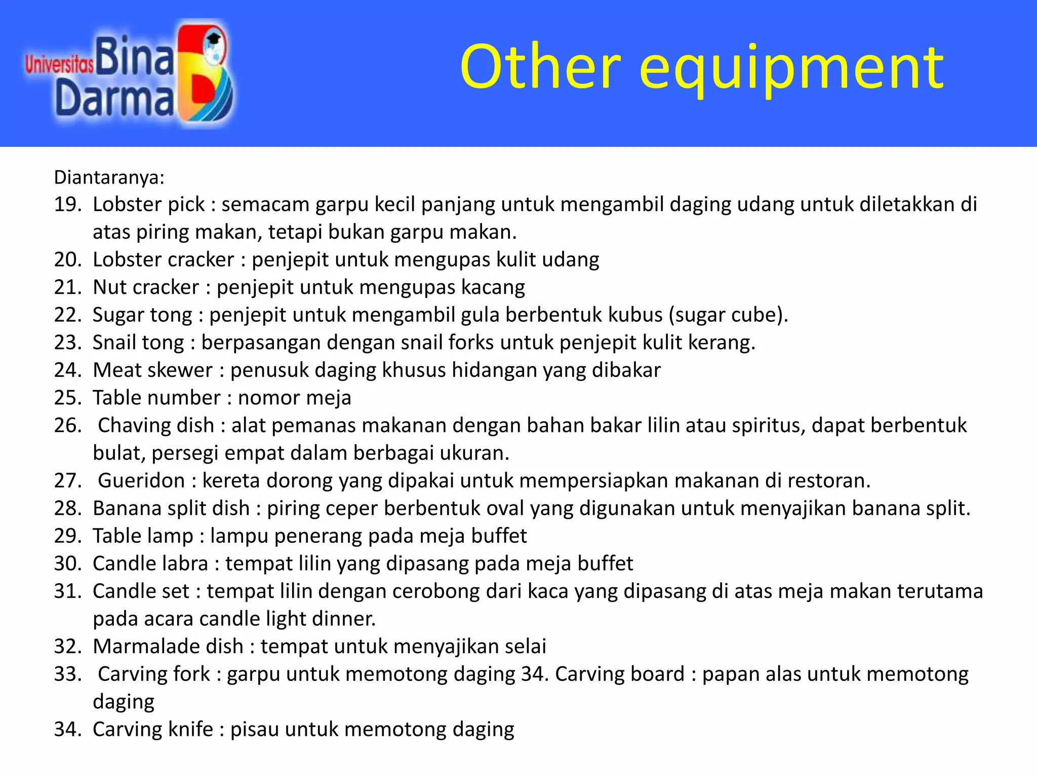 Tata Hidang Dasar Term 2 Peralatan Tata Hidang.pptx