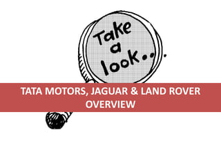 TATA MOTORS, JAGUAR & LAND ROVER
OVERVIEW
 