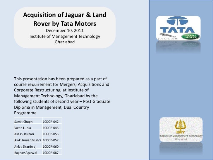 Case Study Of Tata Motors Acquisition Of