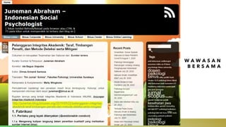 W A W A S A N
B E R S A M A
http://juneman.blog.binusian.org/2019/09/22/pelanggaran-integritas-
akademik-taraf-timbangan-penalti-dan-metode-deteksi-serta-mitigasi/
 