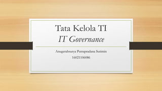 Tata Kelola TI
IT Governance
Anugerahsurya Putrapradana Sutimin
16021106086
 
