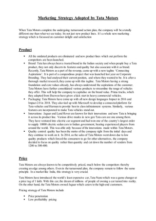 Tata motors marketing strategy | DOCX