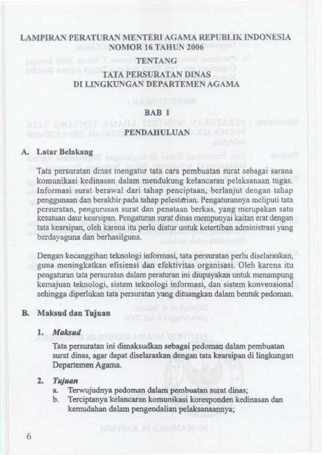 Tata Persuratan Dinas Di Lingkungan Departemen Agama 2011