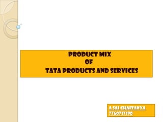 Product mix
          of
Tata products and services




                 A SAI CHAITANYA
                 7760717190
 