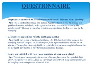 Tata steel - EMPLOYEES SATISFACTION AND QUALITY OF WORK LIFE | PPTX