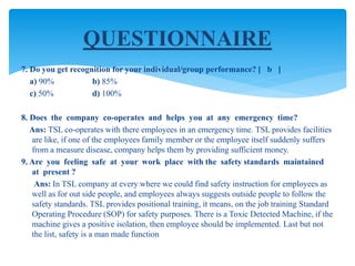 Tata steel - EMPLOYEES SATISFACTION AND QUALITY OF WORK LIFE | PPTX