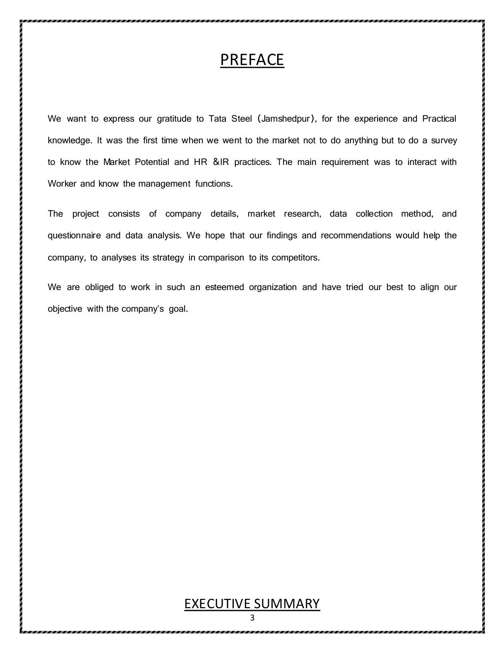Tata steel summer internship projeect