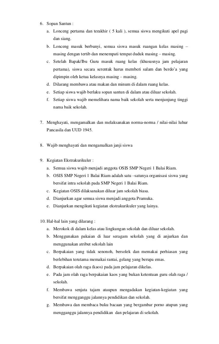 Tata Tertib Smp