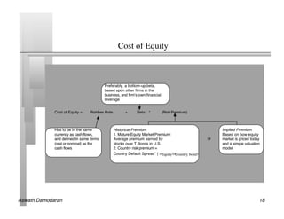 Cost of Equity	





Aswath Damodaran!                       18!
 