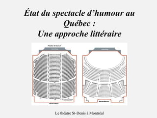 État du spectacle d’humour au
Québec :
Une approche littéraire
Le théâtre St-Denis à Montréal
 