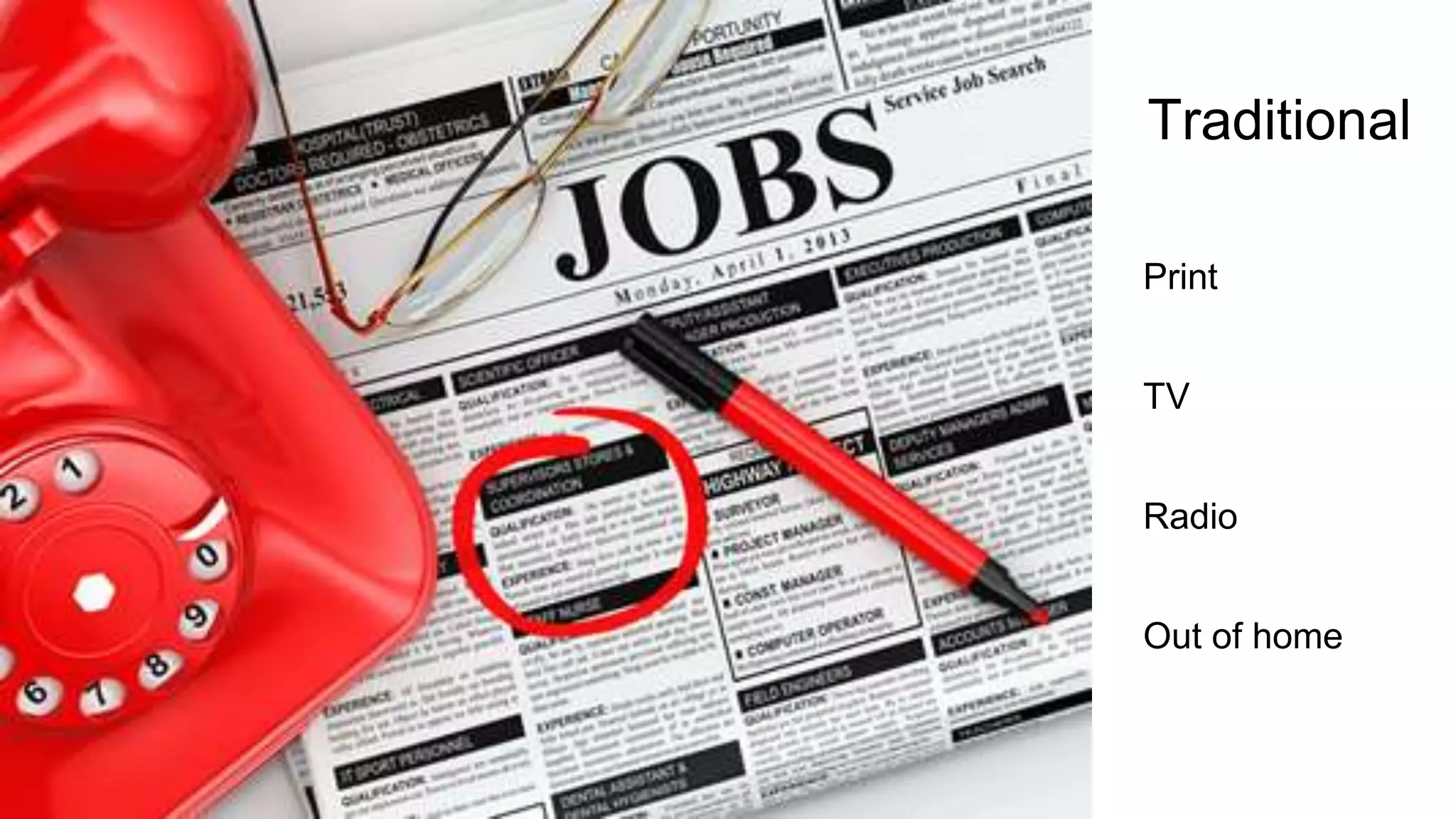 Traditional
Print
TV
Radio
Out of home
 