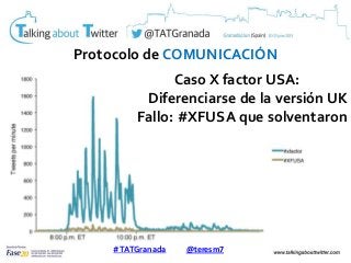 Protocolo de COMUNICACIÓN
Caso X factor USA:
Diferenciarse de la versión UK
Fallo: #XFUSA que solventaron
#TATGranada @ter...