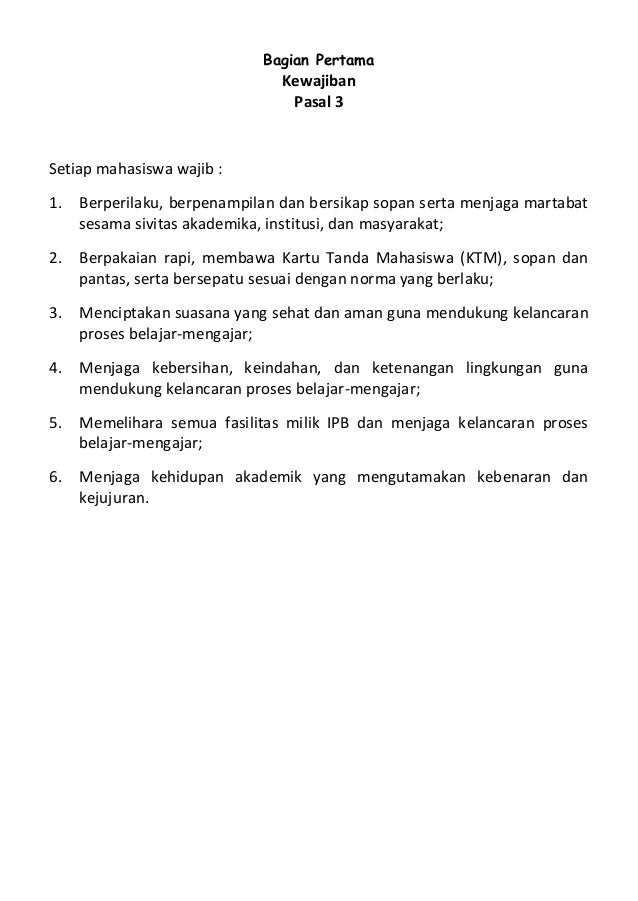 Tata Tertib Kehidupan Kampus Bagi Mahasiswa Di Lingkungan Institut Pe Tata Tertib Kehidupan Kampus Bagi Mahasiswa Di Lingkungan Institut Pe